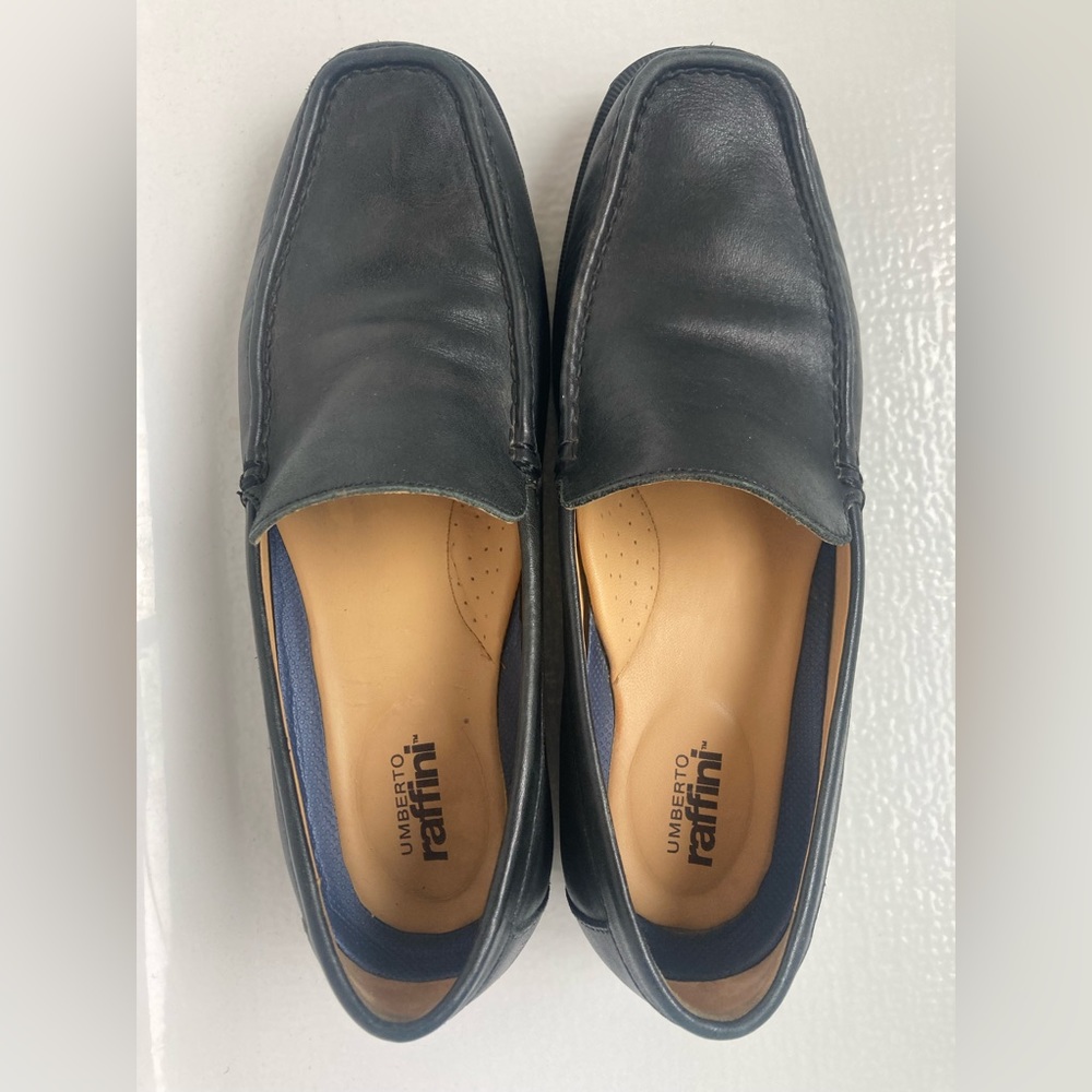 Umberto Raffini Belluno Mens Leather Slip On Loafers Black Size EU 44